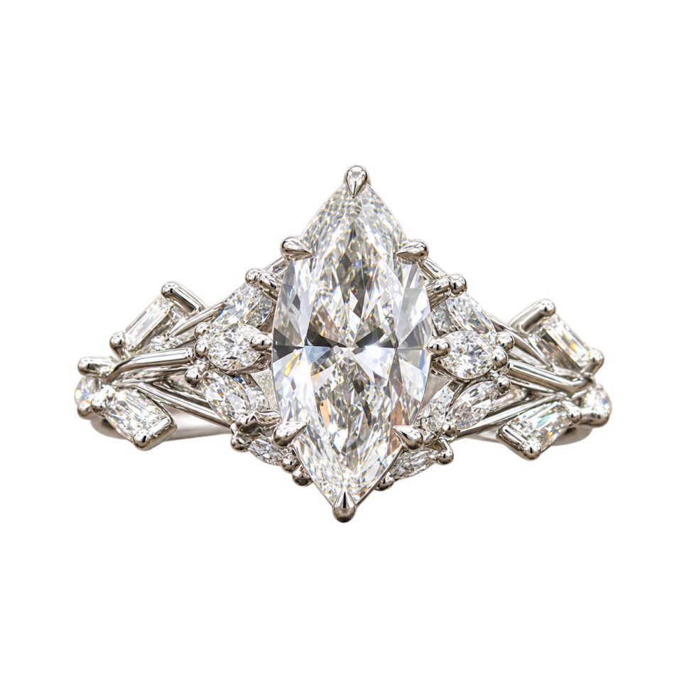 Marquise Floral Cluster Ring