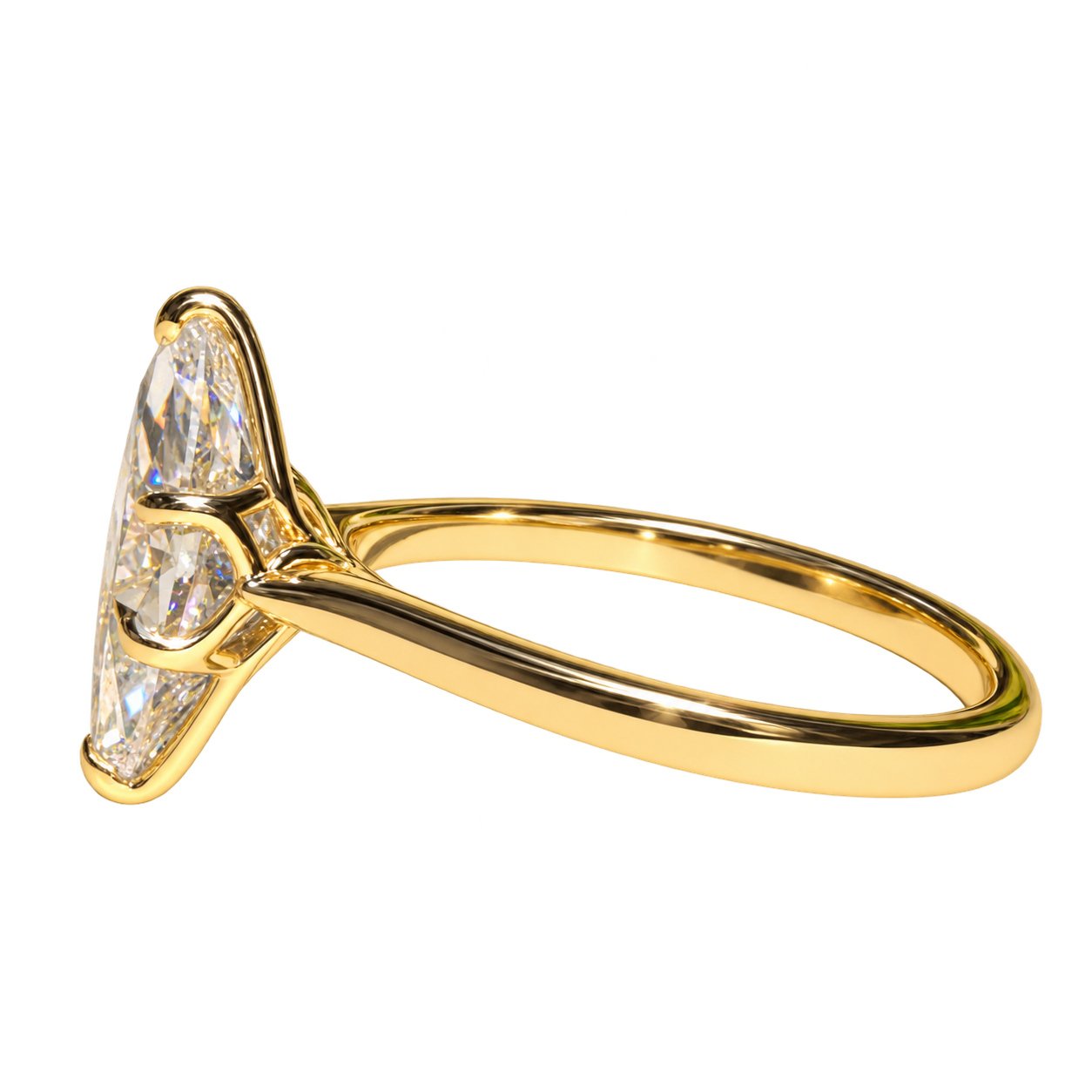 Alternate view 1 of marquise tulip solitaire ring with six-prong setting in yellow-tone silver