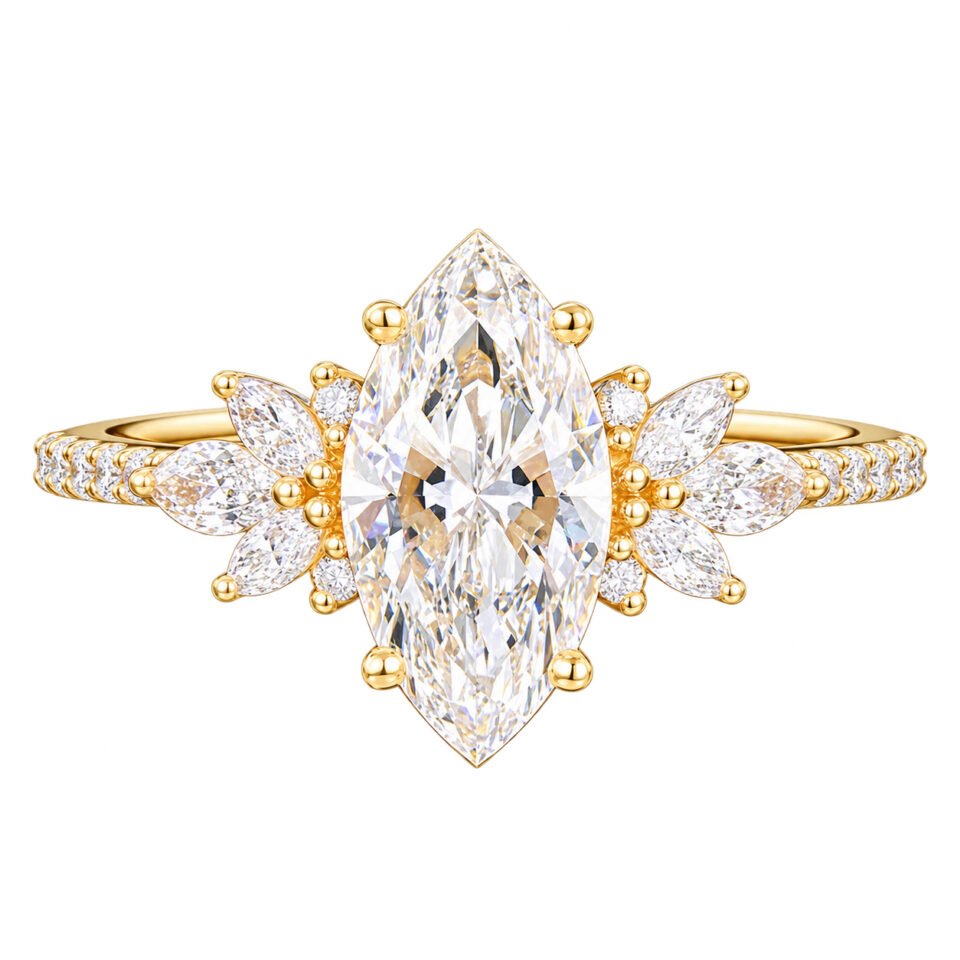 Marquise Floral Side-Stone Ring