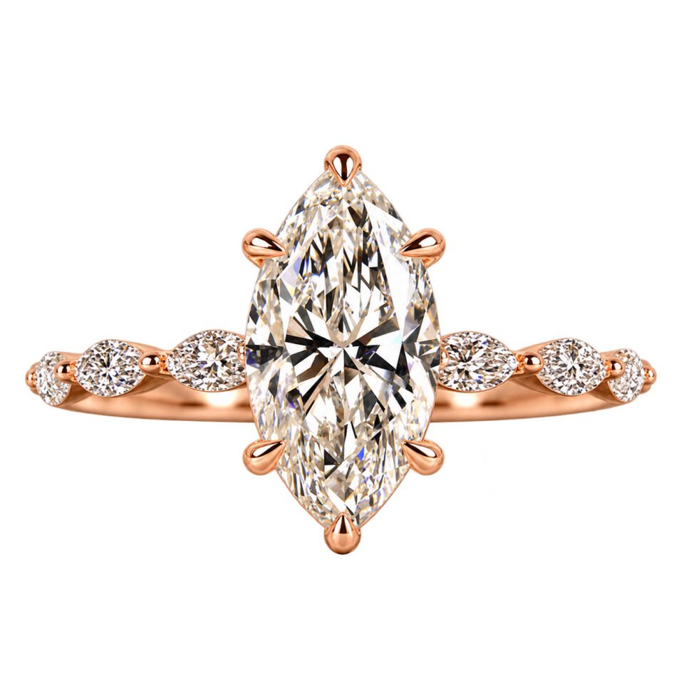 Marquise Three-Stone Ring – Rose Tone